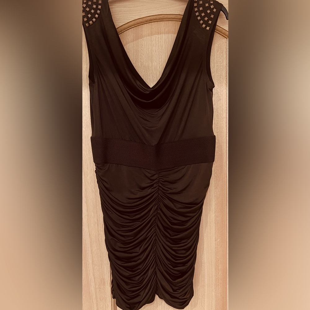 Kouture By Kimora Ruched sides Studded Shoulders Stretch Waist Size Large